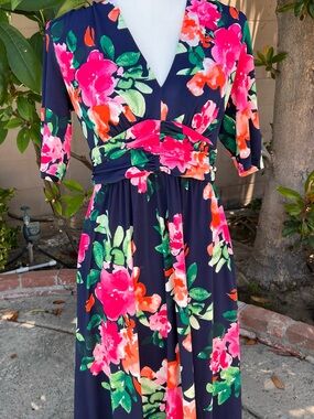 Vince Camuto blue and pink midi dress